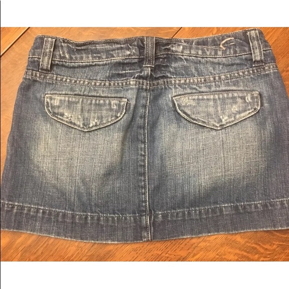 American Eagle Distressed Denim Skirt Rip Boho 0 - Picture 2 of 3